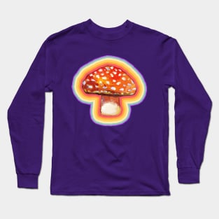 Retro Pyschedelic Mushroom Pattern by Robert Phelps Long Sleeve T-Shirt